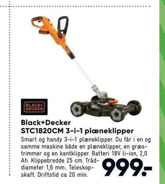 Bilka Black+Decker STC1820CM 3-i-1 plæneklipper tilbud