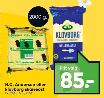 Bilka H.C. Andersen eller klovborg skæreost tilbud