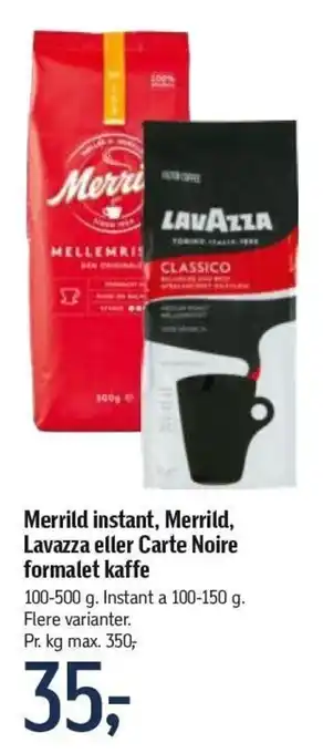 Føtex Merrild Instant Formalette Kaffe 100-500g tilbud