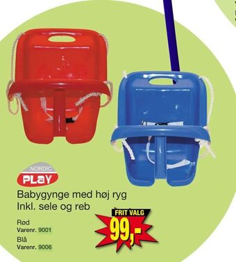 Babygynge med høj ryg Inkl. sele og reb