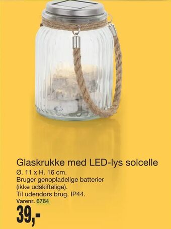 Harald Nyborg Glaskrukke med LED-lys solcelle tilbud