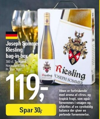 Føtex Joseph Sommer Riesling Bag-in-box tilbud