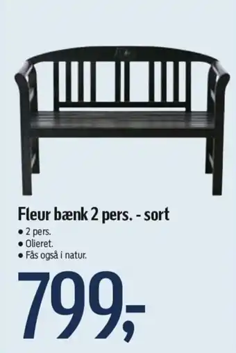 Føtex Fleur Bænk 2 pers. sort tilbud