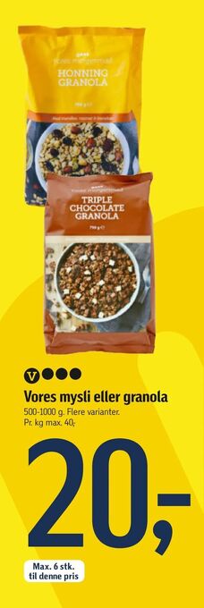 Føtex Vores mysli eller granola tilbud