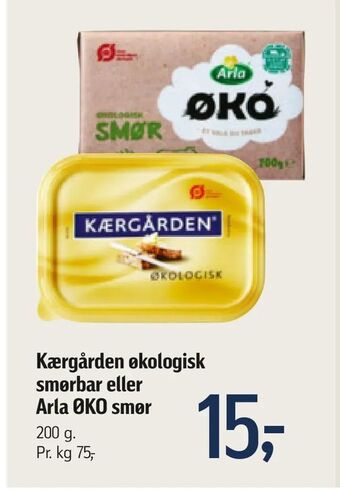 Føtex Kærgården økologisk smørbar eller Arla ØKO smør tilbud