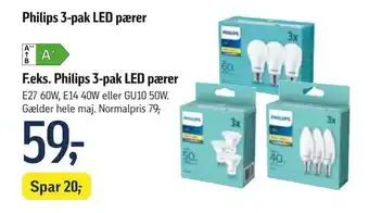 Føtex Philips 3-pak LED pærer tilbud