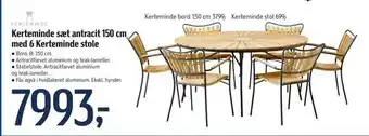 Føtex Kerteminde sæt antracit 150 cm med 6 Kerteminde stole tilbud