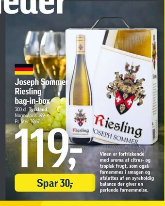 Føtex Joseph Sommer Riesling bag-in-box tilbud