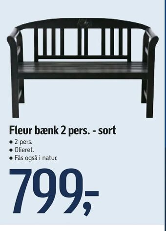Føtex Fleur bænk 2 pers. - sort tilbud