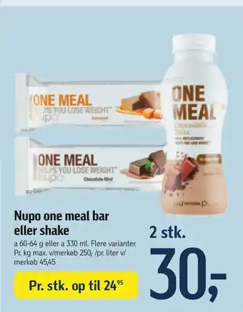 Føtex Nupo one meal bar eller shake tilbud