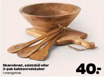 Netto Skærebræt, salatskål eller 3-pak køkkenredskaber tilbud
