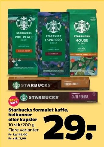 Netto Starbucks formalet kaffe, helbønner eller kapsler tilbud
