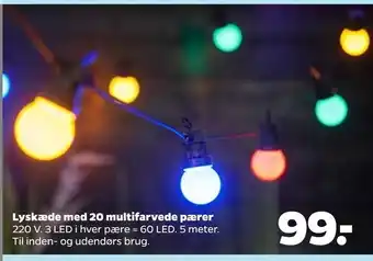 Netto Lyskæde med 20 multifarvede pærer tilbud