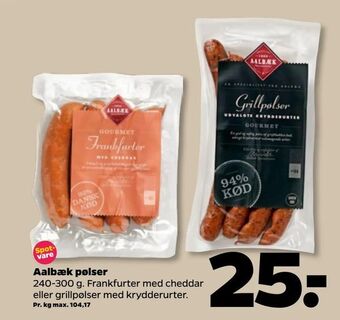 Netto Aalbæk pølser tilbud