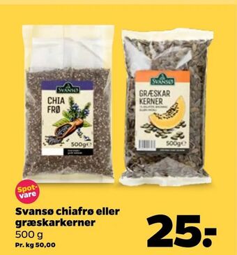 Netto Svansø chiafrø eller græskarkerner tilbud