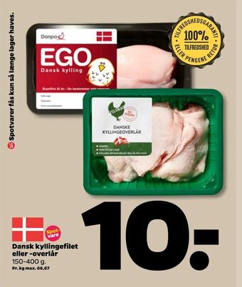 Netto Dansk kyllingefilet eller -overlår tilbud