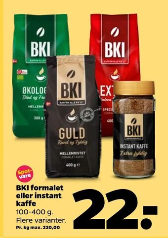 Netto BKI formalet eller instant kaffe tilbud