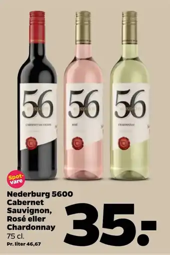 Netto Nederburg 5600 cabernet sauvignon,Rosé eller chardonnay tilbud