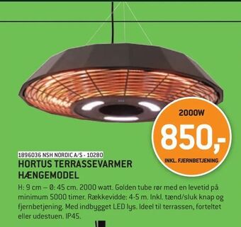 XL-BYG Hortus terrassevarmer hængemodel tilbud