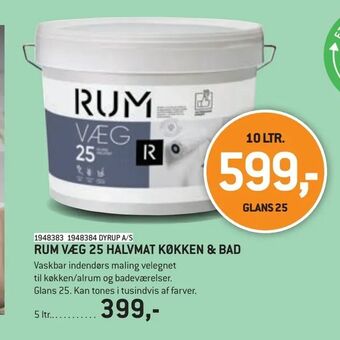 XL-BYG Rum væg 25 halvmat køkken & bad tilbud