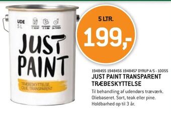 XL-BYG Just paint transparent træbeskyttelse tilbud