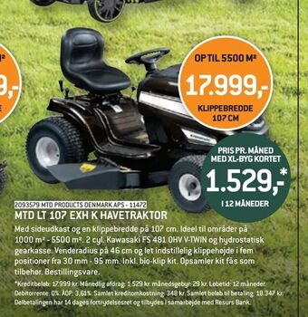 XL-BYG Mtd lt 107 exh k havetraktor tilbud