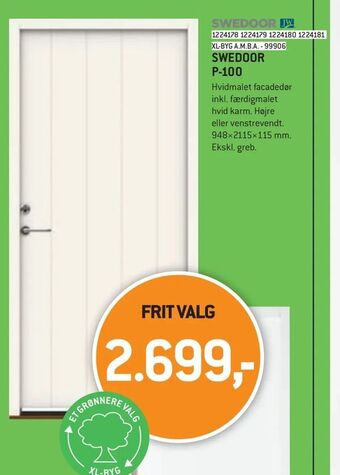 XL-BYG Swedoor P-100 tilbud