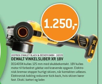 XL-BYG Dewalt vinkelsliber xr 18v tilbud