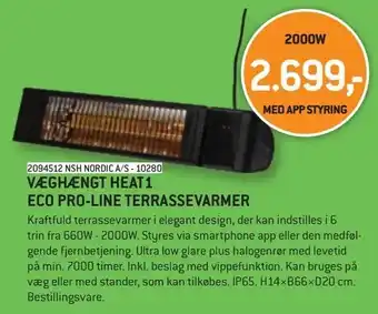 XL-BYG Væghængt heat1 eco pro-line terrassevarmer tilbud