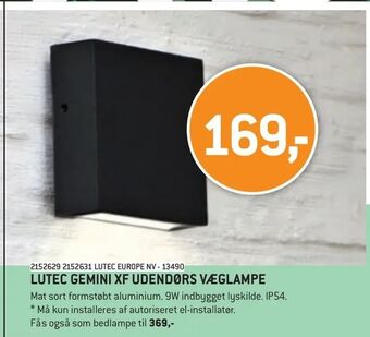 Lutec gemini xf udendørs væglampe