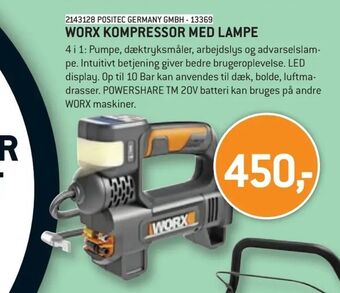 XL-BYG Worx kompressor med lampe tilbud
