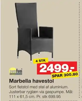 Bauhaus Marbella havestol tilbud