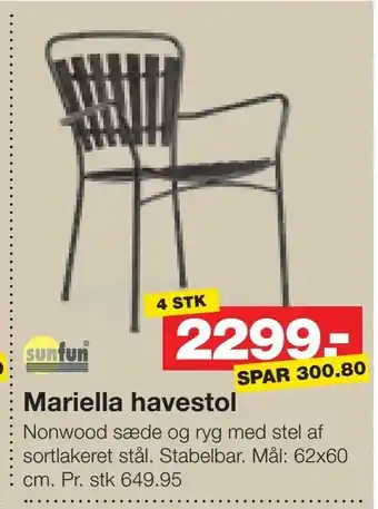 Bauhaus Mariella havestol tilbud