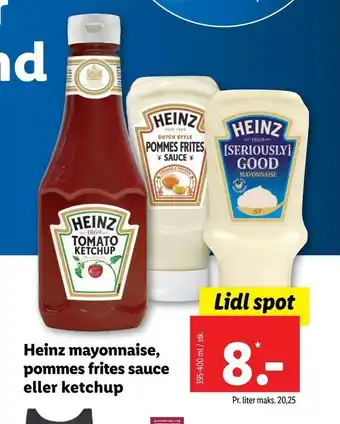 Let-Køb Heinz mayonnaise, pommes frites sauce eller ketchup tilbud