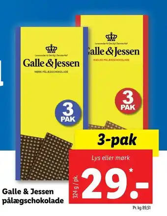 Let-Køb Galle & Jessen pålægschokolade 3-pak tilbud