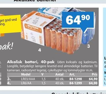 Biltema Alkalisk batteri, 40-pak tilbud