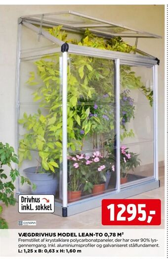 Vægdrivhus model lean-to 0,78 m2
