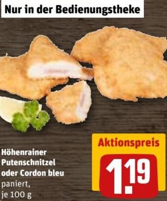 REWE DE Höhenrainer Putenschnitzel Oder Cordon Bleu tilbud