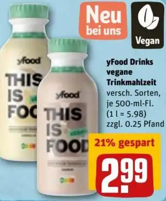 REWE DE Yfood Drinks Vegane Trinkmahlzeit 500ml tilbud