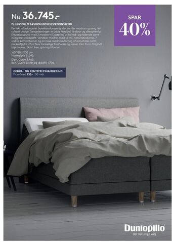 SengeSpecialisten Dunlopillo passion boxelevationsseng tilbud