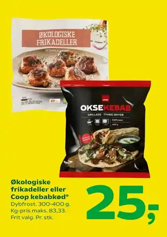 Coop 365 Økologiske frikadeller eller Coop kebabkød tilbud