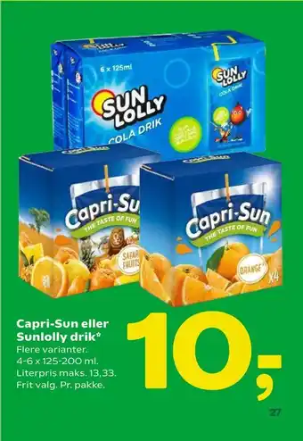 Coop 365 Capri-Sun eller Sunlolly drik tilbud