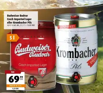 Scandinavian Park Budweiser Budvar Czech Imported Lager eller Krombacher Pils tilbud