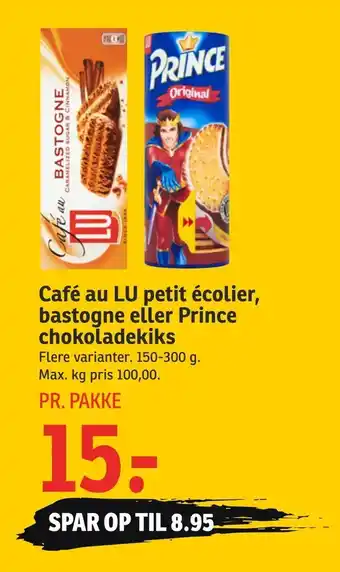 SPAR Café au LU petit écolier, bastogne eller Prince chokoladekiks tilbud