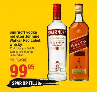 SPAR Smirnoff vodka red eller Johnnie Walker Red Label whisky tilbud