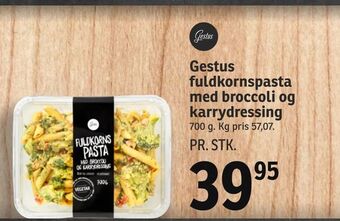 Gestus fuldkornspasta med broccoli og karrydressing