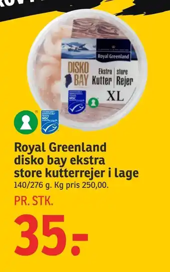 SPAR Royal Greenland disko bay ekstra store kutterrejer i lage tilbud
