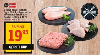 SPAR Gestus dansk kyllingebrystfilet, kyllingeoverlår, kyllingeunderlår eller hakket kylling 7-10 % tilbud