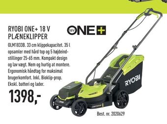 Johannes Fog Ryobi one+ 18 v plæneklipper tilbud