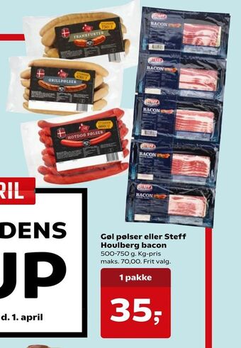 Kvickly Gøl pølser eller Steff Houlberg bacon tilbud